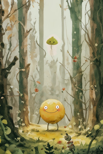 Pancake and Leaf in a forest